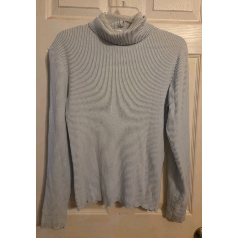 Old Navy Exclusive Blue Ribbed Knit Turtleneck Sweater 100% Cotton Size L